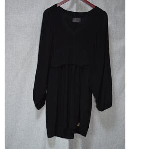 Nümph Black Long Sleeve V-Neck Dress Size 38 Sheer Sleeve